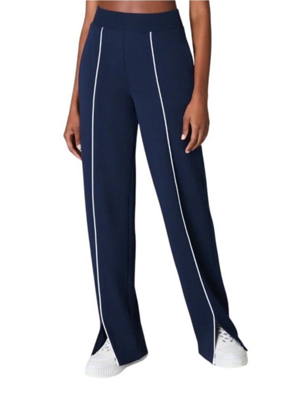 NWOT Spanx AirPique Straight leg Track Pants Navy Blue Small